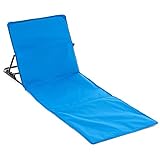 Nexos Strandmatte gepolstert faltbar verstellbare Rückenlehne praktischen Tragegurt Strandliege Beachmatte mit stabilem Stahlgestell blau 158 x 58 cm