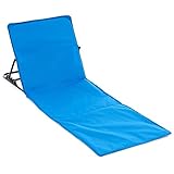 Nexos Strandmatte gepolstert faltbar verstellbare Rückenlehne praktischen Tragegurt Strandliege Beachmatte mit stabilem Stahlgestell blau 158 x 58 cm