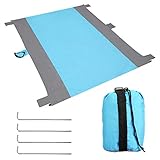 EKKONG Picknickdecke, Wasserdicht Stranddecke 213x275 cm Ultraleicht & kompakt Strandmatte Sandfrei Ground Sheet Tarp mit 4 Pfosten und Tasche für den Strand, Camping, Piknicke und Wanderungen