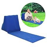 Soundwinds Tragbare Strandmatte aufblasbare Sonnenliege Strandbett Klappbar Gartenbett Dreiecks-Sonnenbadematte Rückenkissen Kissen Stuhl für Picknick Camping, blau