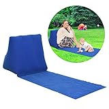 Soundwinds Tragbare Strandmatte aufblasbare Sonnenliege Strandbett Klappbar Gartenbett Dreiecks-Sonnenbadematte Rückenkissen Kissen Stuhl für Picknick Camping, blau